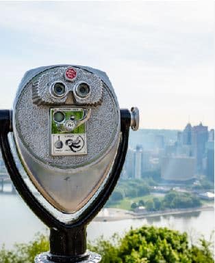 Binocular viewers overlooking the city of Pittsburgh